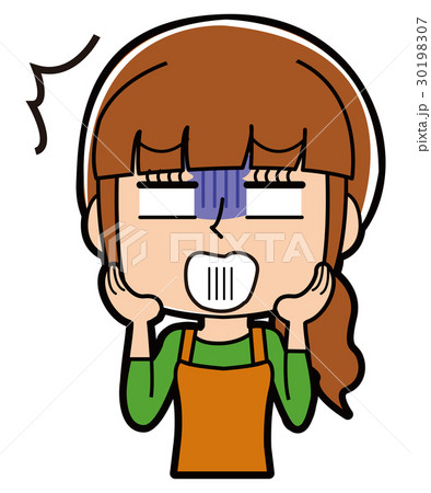 ショックを受ける主婦のイラストのイラスト素材