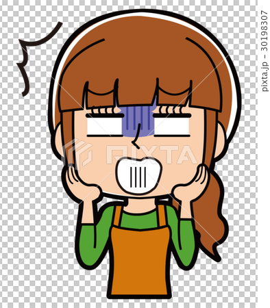 ショックを受ける主婦のイラストのイラスト素材