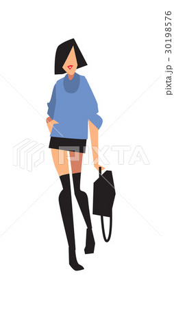 Elegant fashion girl in mini skirt and sweater 30198576