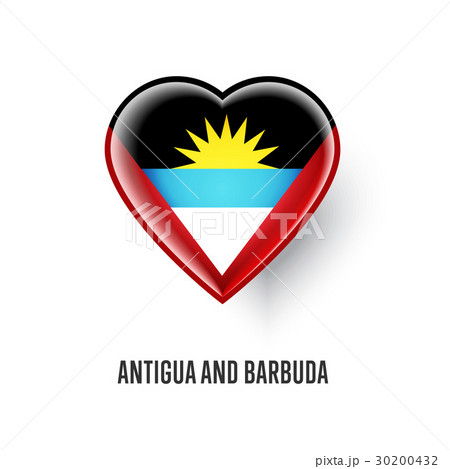 Heart symbol with Antigua and Barbuda flag 30200432