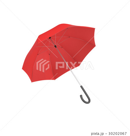 3d rendering of an open red umbrella with a black 30202067