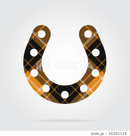 orange, black tartan icon - horseshoe with holes 30202139