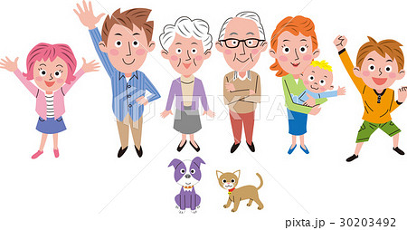 三世代家族　ペット　俯瞰 30203492