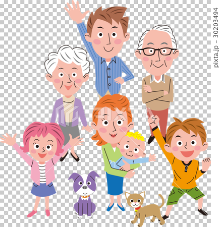 三世代家族　ペット　俯瞰 30203494