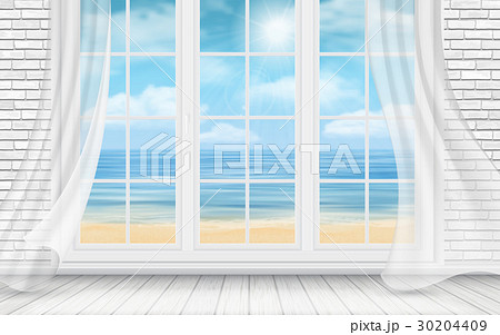 Room with  white brick wall and window 30204409