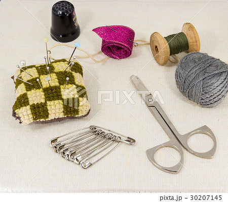 Beautifully laid out accessories for needlework Beautifully laid out accessories for needlework 30207145