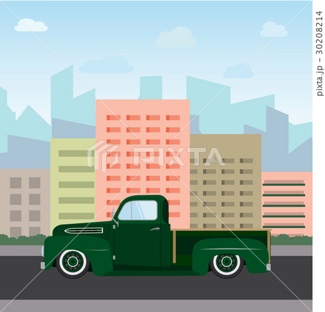 Vintage color car on city background Vintage color car on city background 30208214