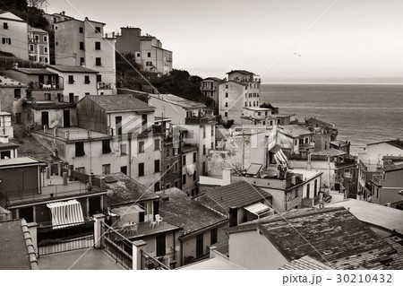 Riomaggiore waterfront black white Riomaggiore waterfront black white 30210432