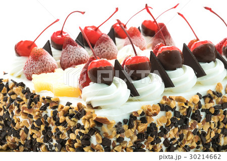 Ice cream cake with cherry on top Ice cream cake with cherry on top 30214662