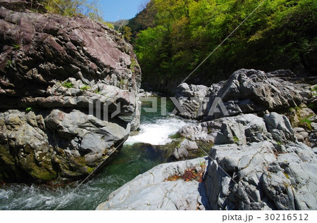 秋川渓谷の中山の滝の写真素材