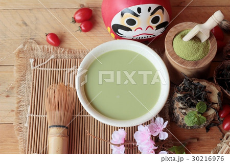 Japanese matcha green tea and green tea powder. Japanese matcha green tea and green tea powder. 30216976