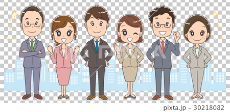 男人和女人穿西裝的插圖（整條街全身） 30218082