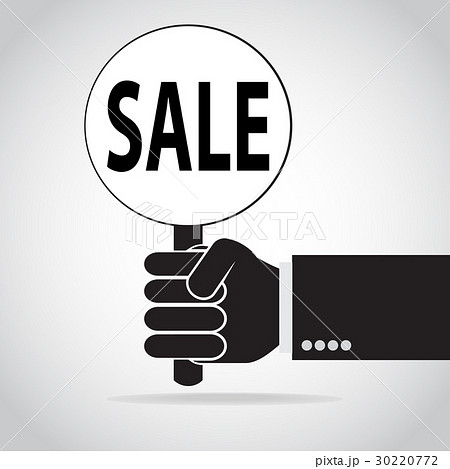 Hand holding round sign icon 30220772