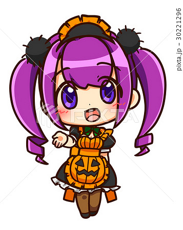 かぼちゃメイド B 紫髪のイラスト素材
