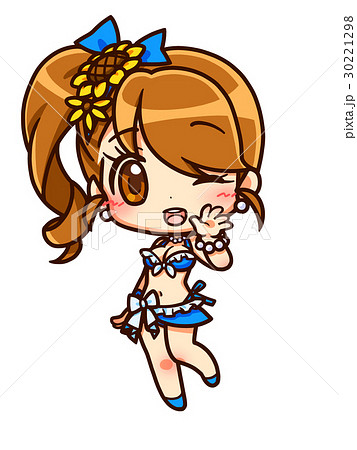 ひまわり水着_A_水色のイラスト素材 [30221298] - PIXTA