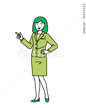右をさす女性社員 右をさす女性社員 30221324