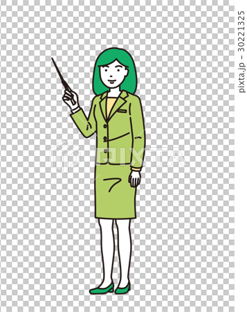 Female employee who points to the right Female employee who points to the right 30221325