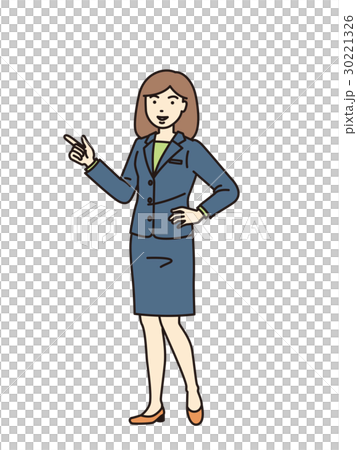 Female employee who points to the right Female employee who points to the right 30221326