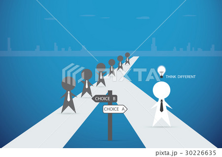 businessman walking out from the crowd with idea 30226635