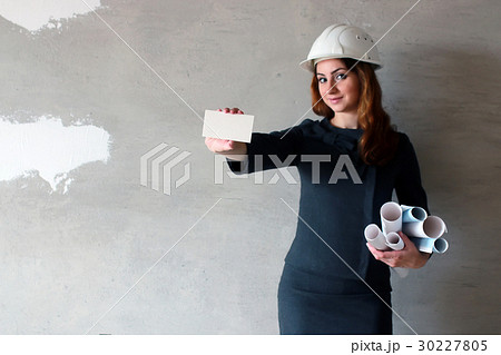 female architect at the construction site 30227805