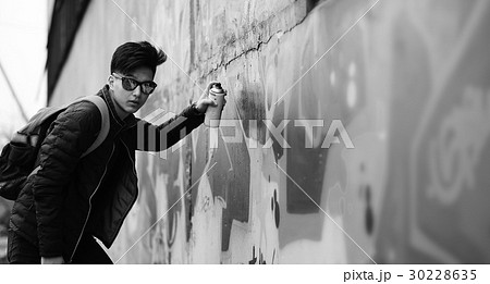 Black White photo of Asian young man Black White photo of Asian young man 30228635