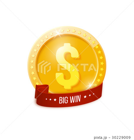Big win banner with golden coin. Big win banner with golden coin. 30229009