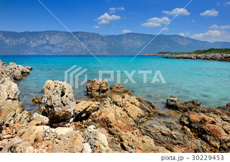 Beautiful seascape with rocky islands. Aegean sea 30229453