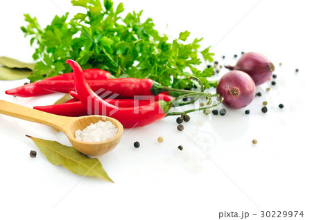 Parsley, garlic clove, onion,red pepper and spices Parsley, garlic clove, onion,red pepper and spices 30229974