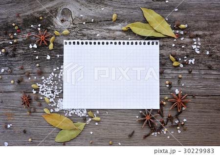 Leaf from a notebook with spices 30229983