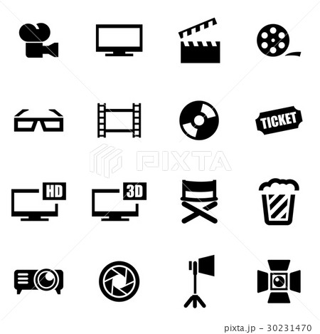 Vector Black Cinema Icon Setのイラスト素材