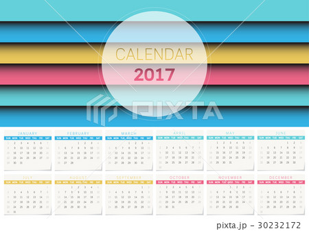 calendar 2017 template design のイラスト素材 30232172 pixta