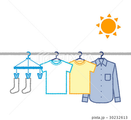 太陽と洗濯物のイラスト素材