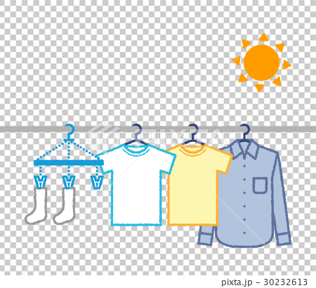 太陽と洗濯物のイラスト素材