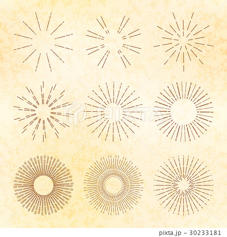 Set of retro hand-drawn starburst and sunrays Set of retro hand-drawn starburst and sunrays 30233181