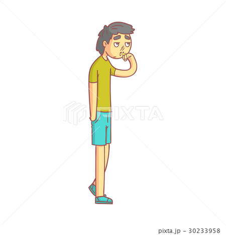 Young man with with a flu and running nose, mucus 30233958