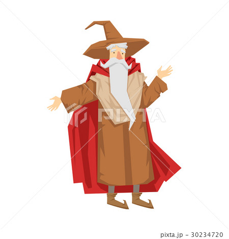 Old bearded wizard in the pointed hat. Colorful Old bearded wizard in the pointed hat. Colorful 30234720