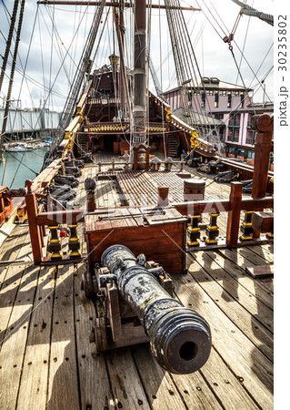 Wooden pirate ship in Genova port 30235802