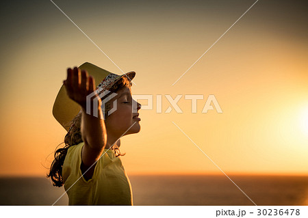 Silhouette of child at the beach Silhouette of child at the beach 30236478