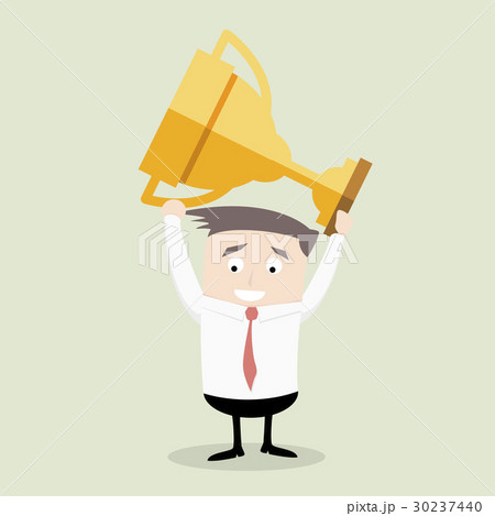 Businessman holding trophy 30237440