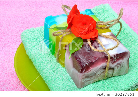 Handmade soap with flowers. Handmade soap with flowers. 30237651