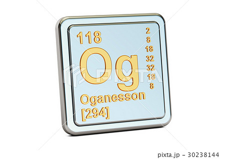 Oganesson Og, chemical element sign. 3D rendering 30238144
