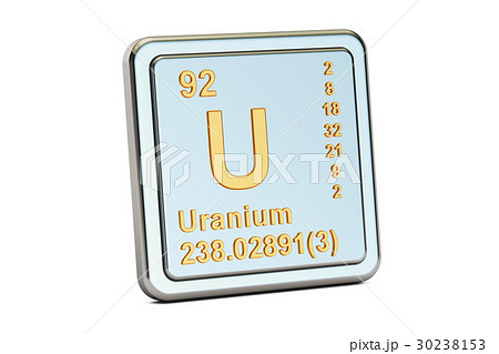 Uranium U, chemical element sign. 3D rendering 30238153