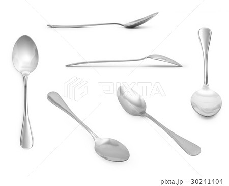 Stainless steel glossy metal kitchen spoon isolate 30241404