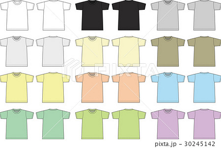 半袖tシャツ絵型テンプレート カラーバリエーションのイラスト素材