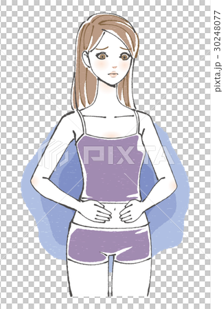 A woman feels uncomfortable on the stomach 30248077