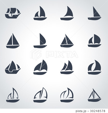 Vector black sailboat icon set 30248578