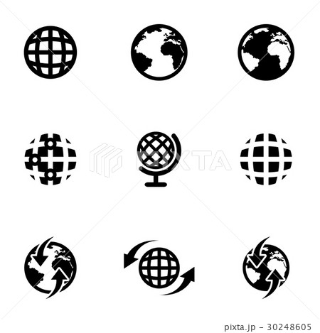 Vector black world map icon set 30248605