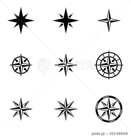 Vector black  wind rose icon set 30248609