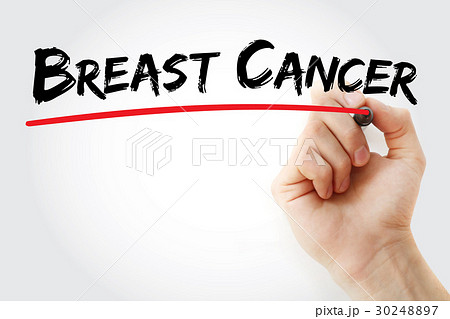Hand writing Breast cancer with marker 30248897