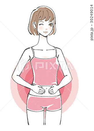 快腸でウインクする女性　ボブヘア 30249014